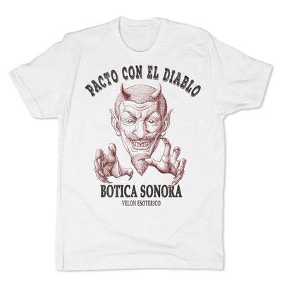 Botica-Sonora-Pacto-Con-El-Diablo-Black-Magic-Mens-T-Shirt-White