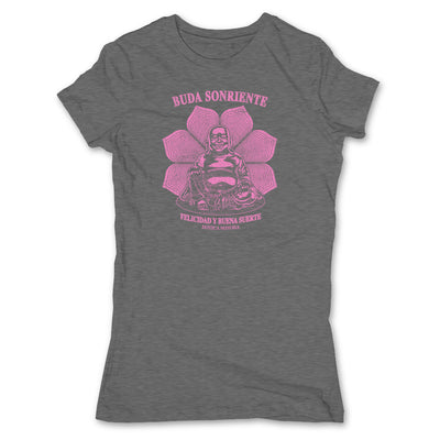 Botica-Sonora-Buddha-Suerte-Good-Luck-Womens-T-Shirt-Gray