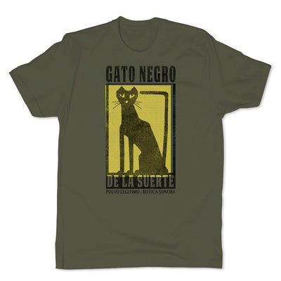Botica-Sonora-Gato-Negro-Good-Luck-Mens-T-Shirt-Green