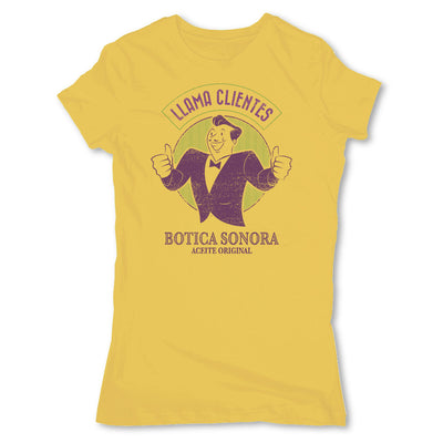 Botica-Sonora-Llama-Clientes-White-Magic-Womens-T-Shirt-Yellow