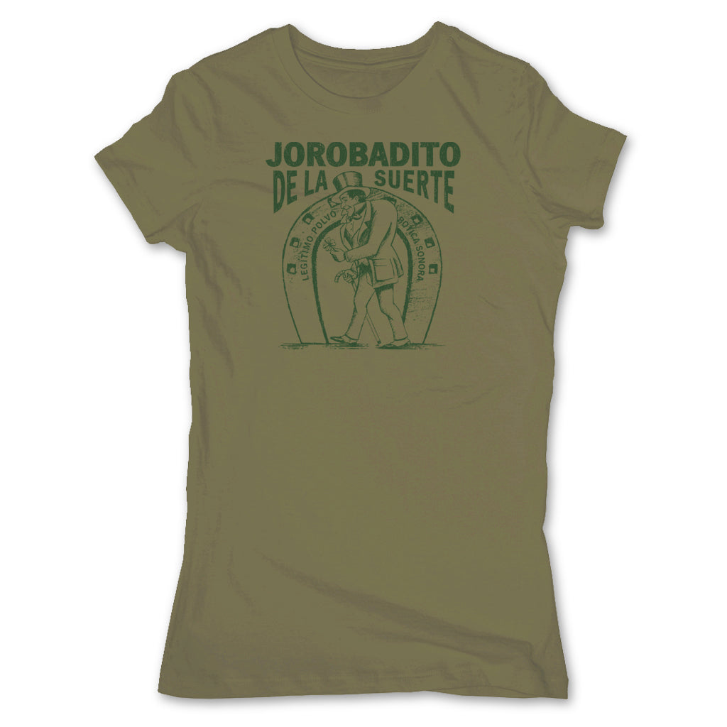 Botica-Sonora-Jorobadito-Good-Luck-Womens-T-Shirt-Green